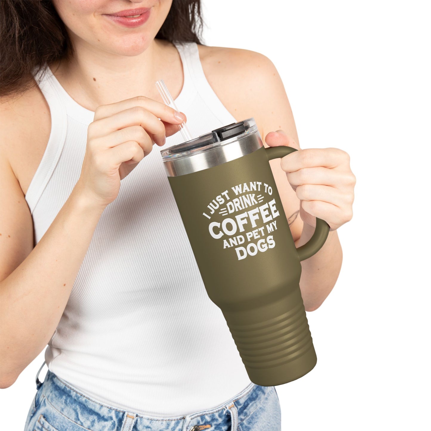 "I Just Want to Drink Coffee and Pet My Dog" Tumbler ~ Yorkshire Terrier