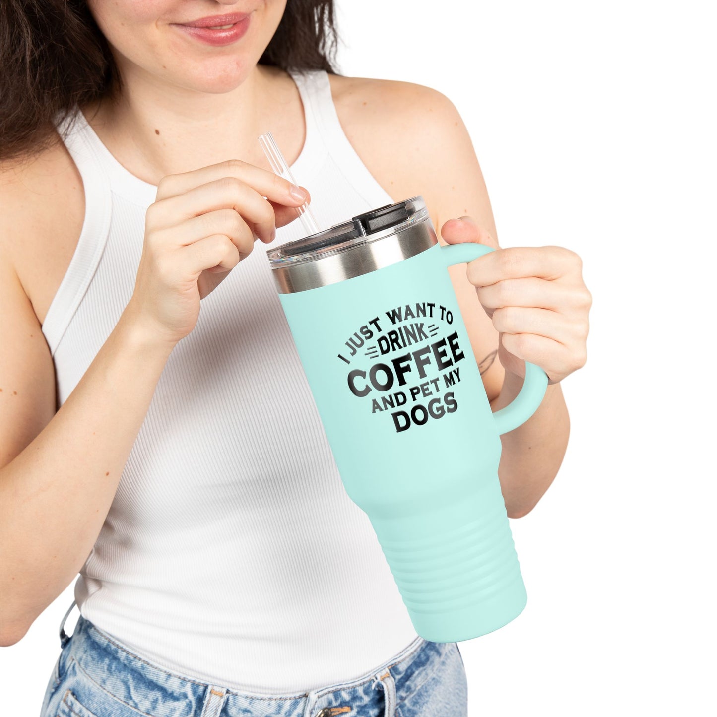 "I Just Want to Drink Coffee and Pet My Dog" Tumbler ~ Yorkshire Terrier
