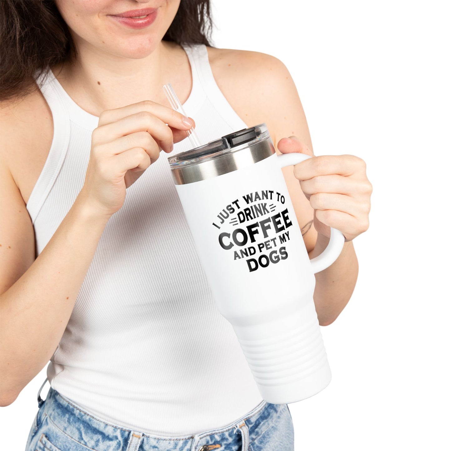 "I Just Want to Drink Coffee and Pet My Dog" Tumbler ~ Yorkshire Terrier