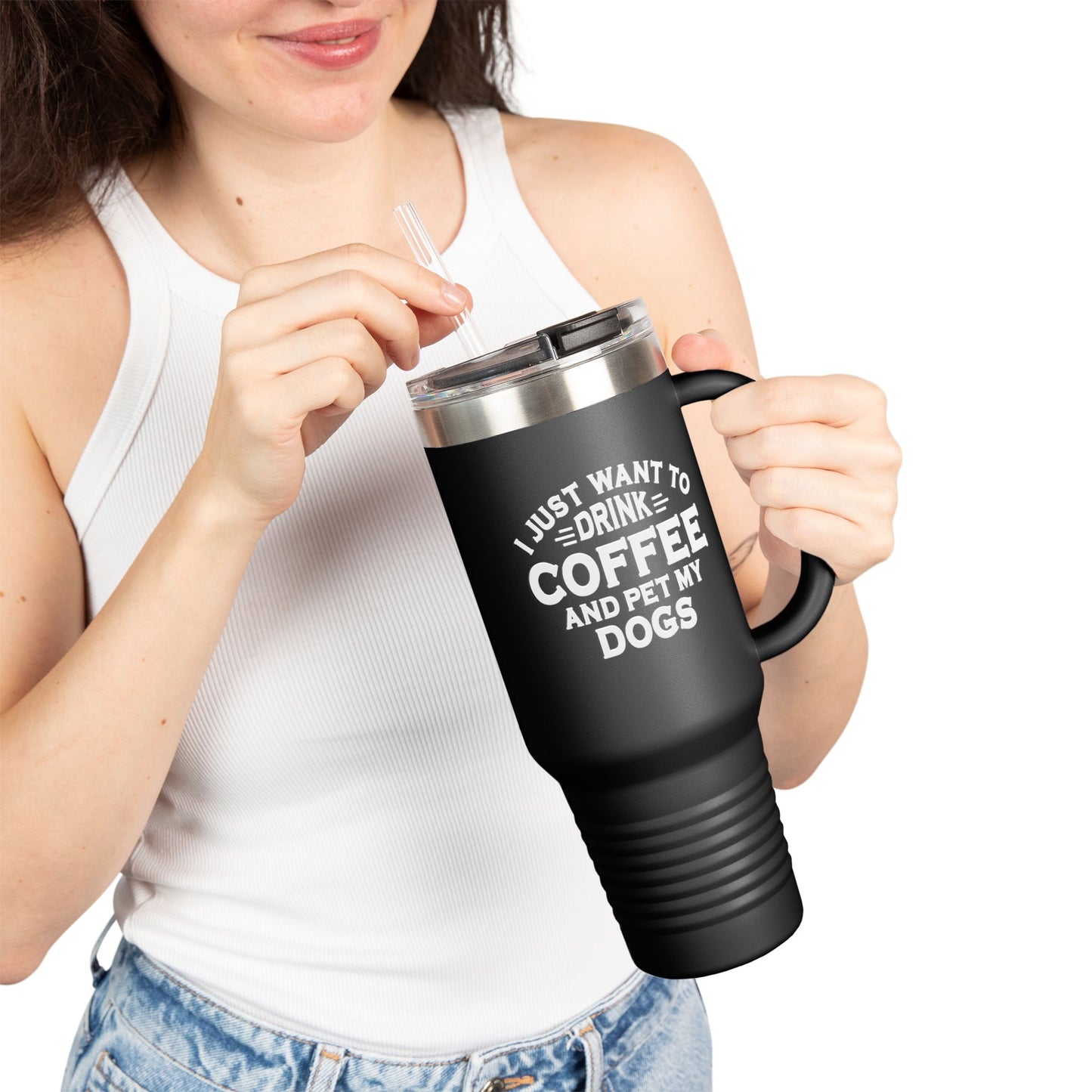 "I Just Want to Drink Coffee and Pet My Dog" Tumbler ~ Yorkshire Terrier