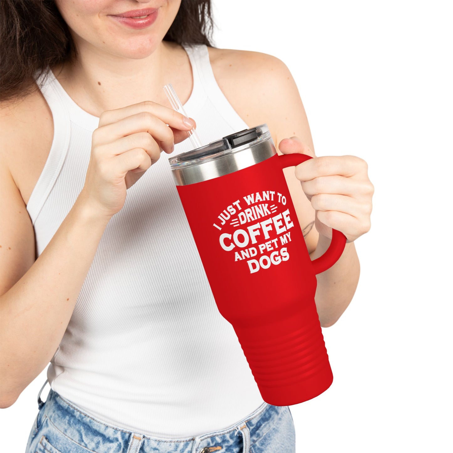 "I Just Want to Drink Coffee and Pet My Dog" Tumbler ~ Yorkshire Terrier