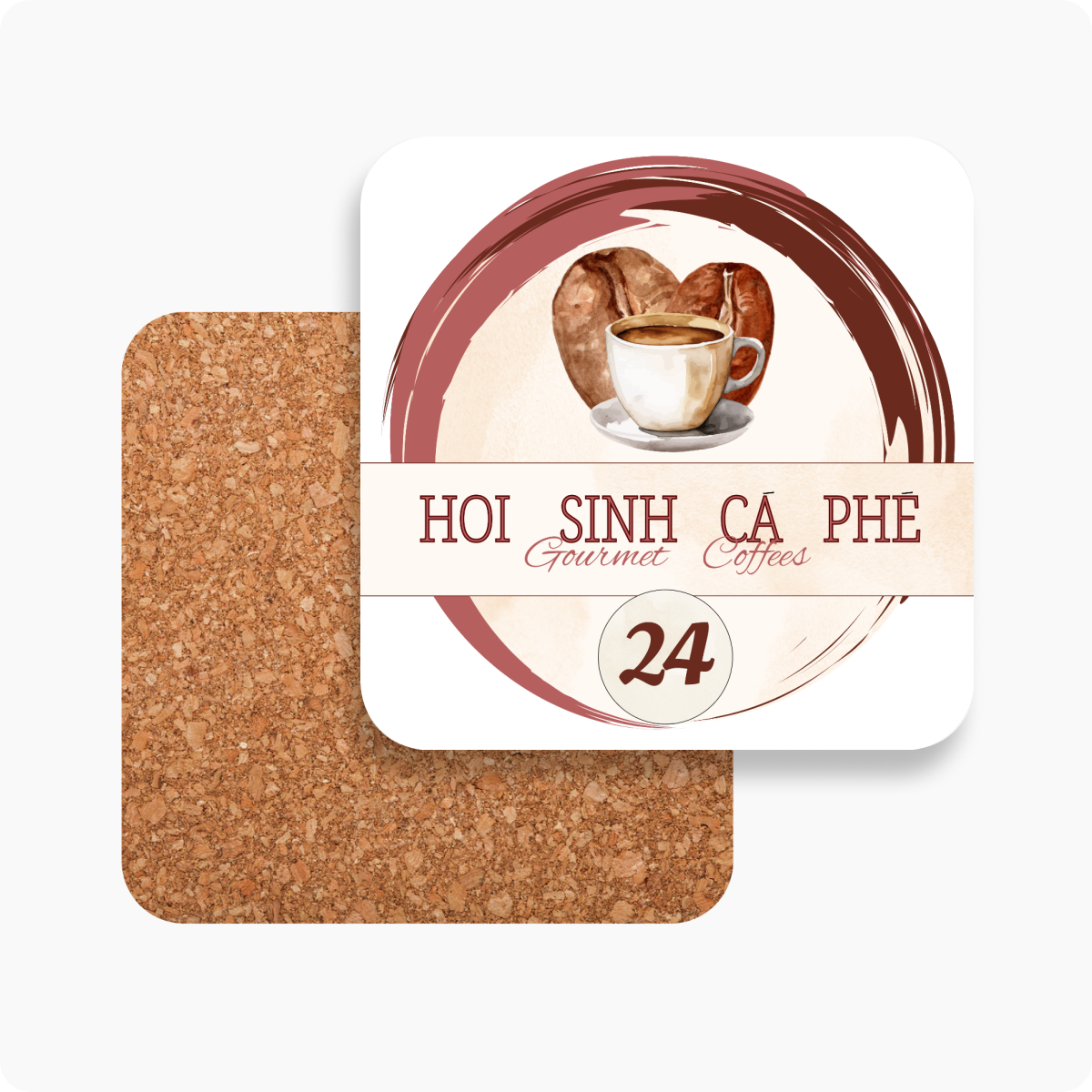 Cork and hardwood coasters
