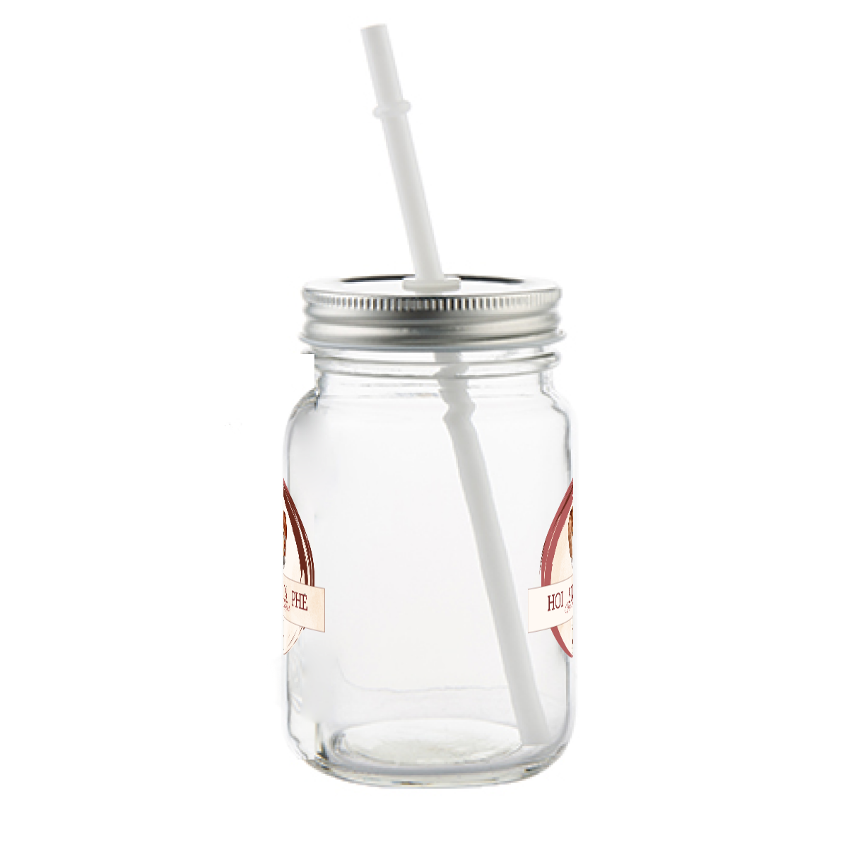 Clear glass mason jar with handle